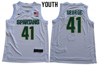 Youth Conner George Michigan State Spartans #41 Nike NCAA 2020 White Authentic College Stitched Basketball Jersey BE50T08LE